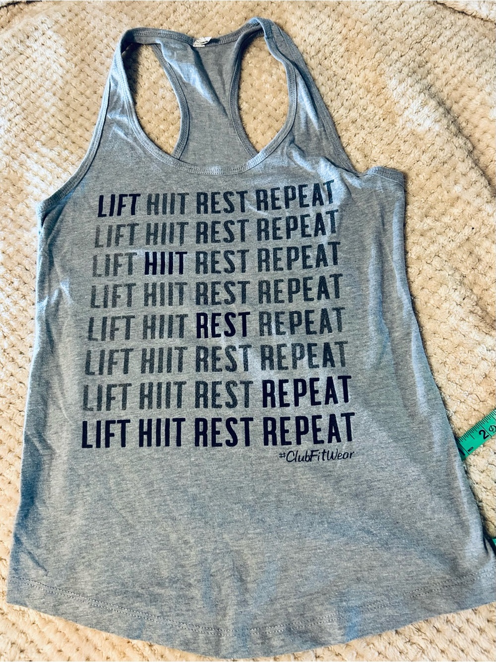 #ClubFitwear “Lift, HIIT, Rest, Repeat “Workout Racerback Tank Top-Size Medium